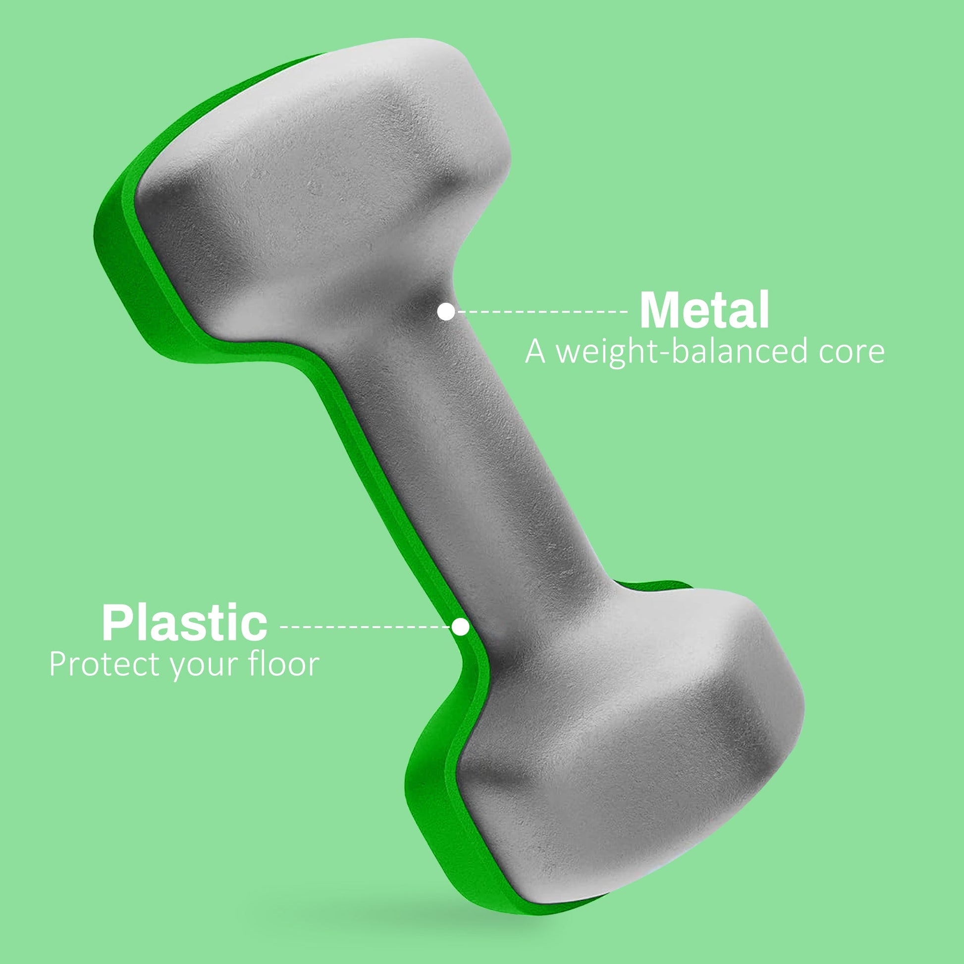 2 Piece 5kg Hexagonal Dumbbell Set with Non-Slip Grip - Green-4
