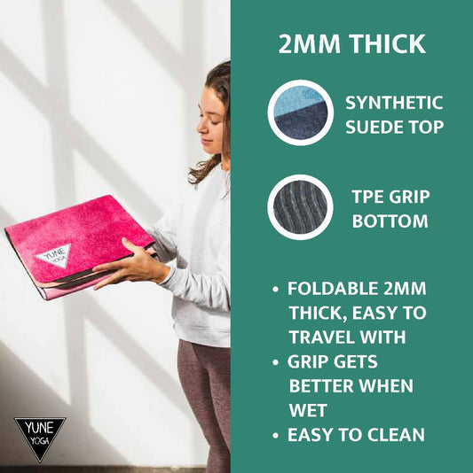Foldable Travel Yoga Mat | Yoga Mat | Pink | 2mm | Yune Yoga | Apollo-2